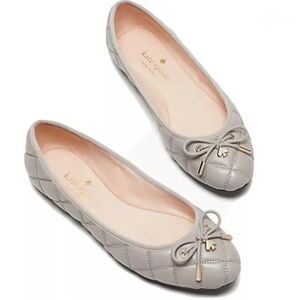 Kate Spade Light Gray Quilted Flats